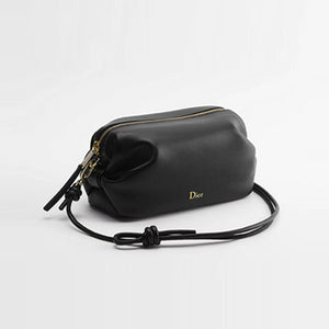 디올 서플 램스킨 보우 파우치 블랙