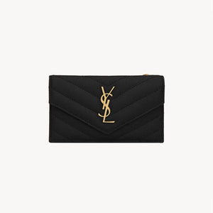 세인트로랑 마틀라세 플랩 카드지갑 블랙/금장