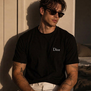 [국내배송/당일출고] 디올 시그니처 로고 자수 반팔티 블랙