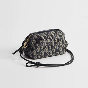 디올 오블리크 보우 파우치 베이지/블루