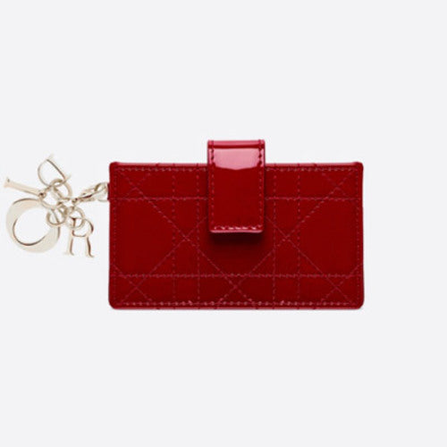 디올 Lady Dior 아코디언 5포켓 카드지갑 레드