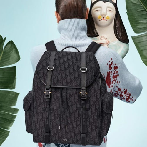 디올 힛 더 로드 플랩 백팩 블랙